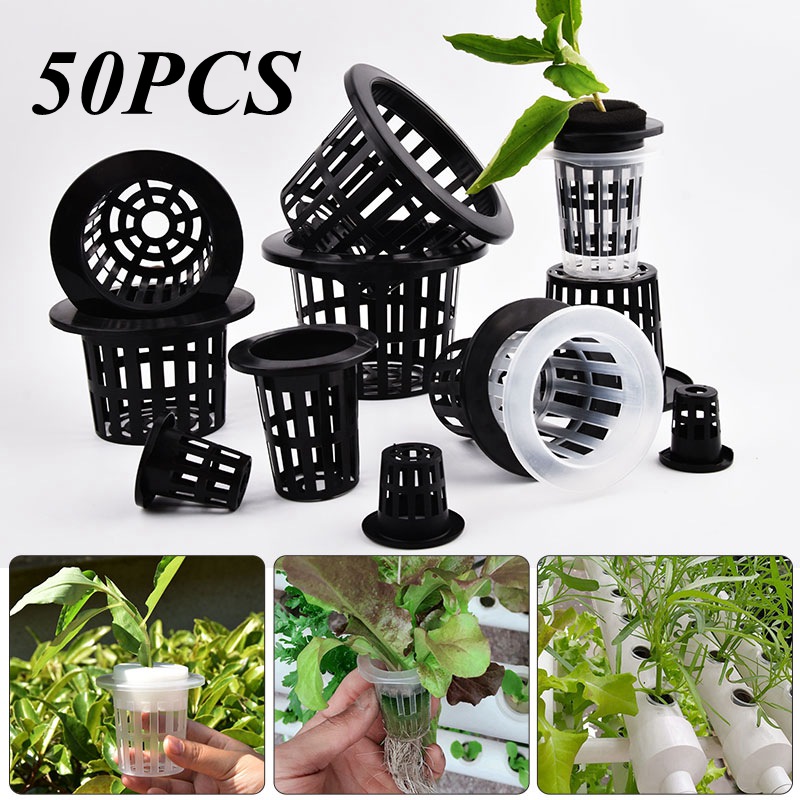 Hydroponic Grow Pod - 50 шт., черно-белый беспочвенный сетчатый горшок